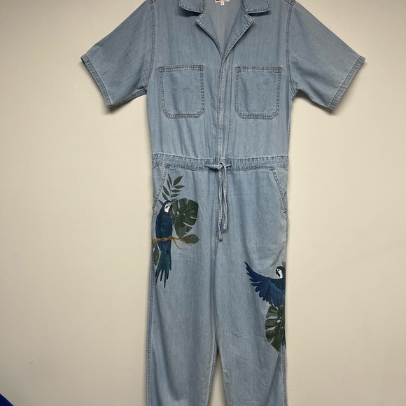 Levi’s X FARM RIO- Denim Jumpsuit with Parrot Print - Picture 4 of 11